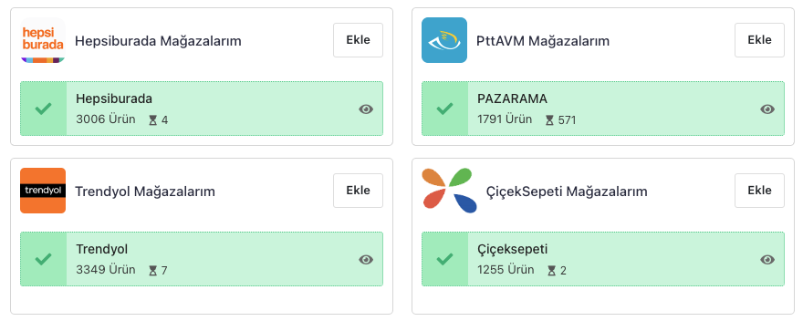 Pazaryeri ürün listeleme, onay ve eşleştirme işlemleri