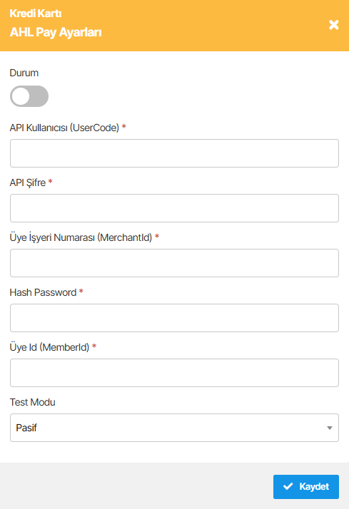 Agesoft AHL Pay Sanal POS entegrasyonu